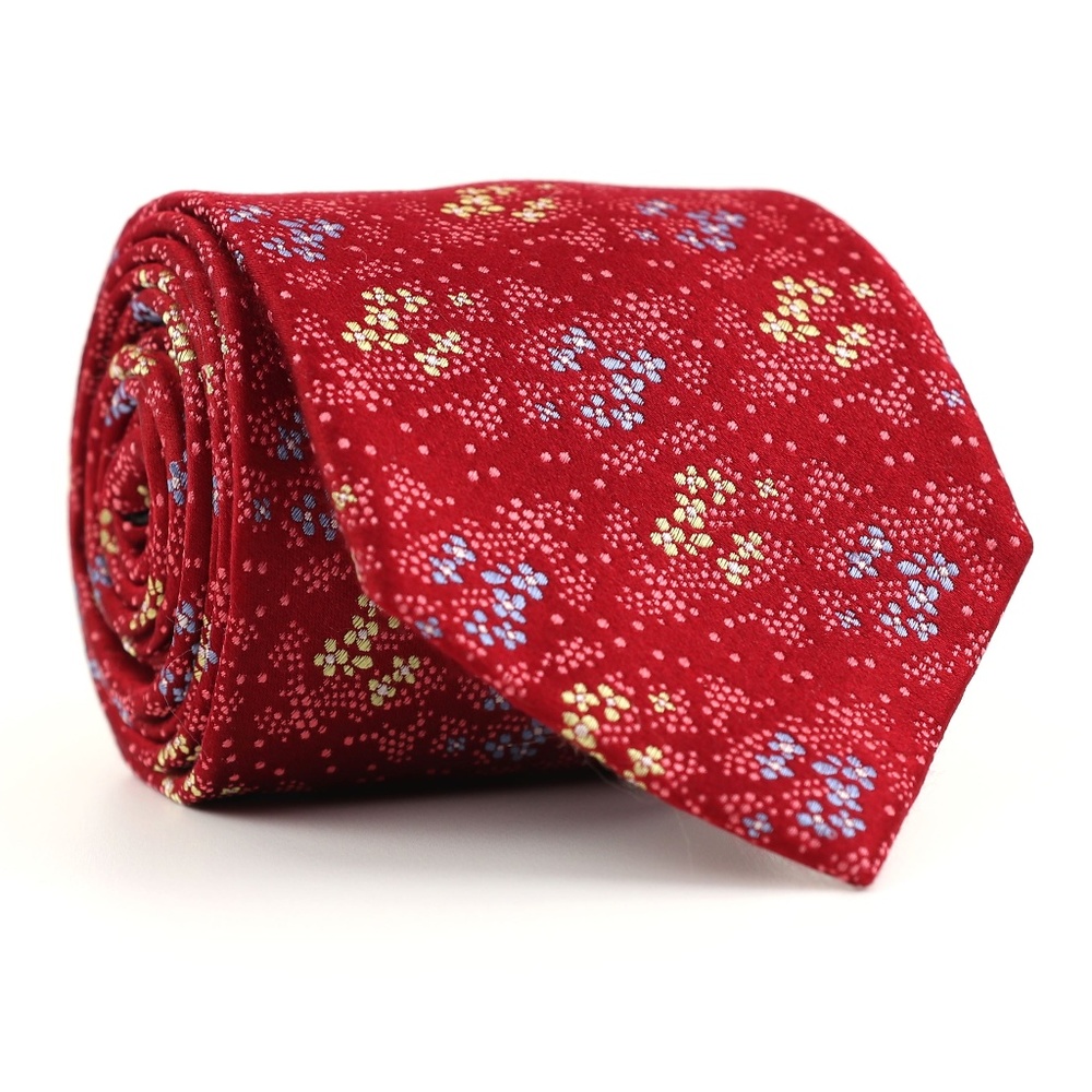 Charles Tyrwhitt Silk Neck Tie Red Floral Patern - Picture 1 of 6